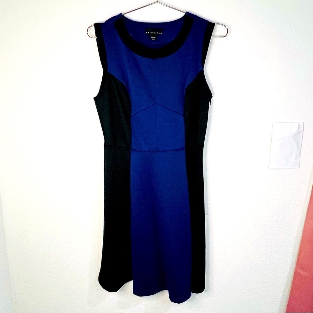 Attention Black & Blue Dress Effortless Elegance Work to Weekend Classic Size XS